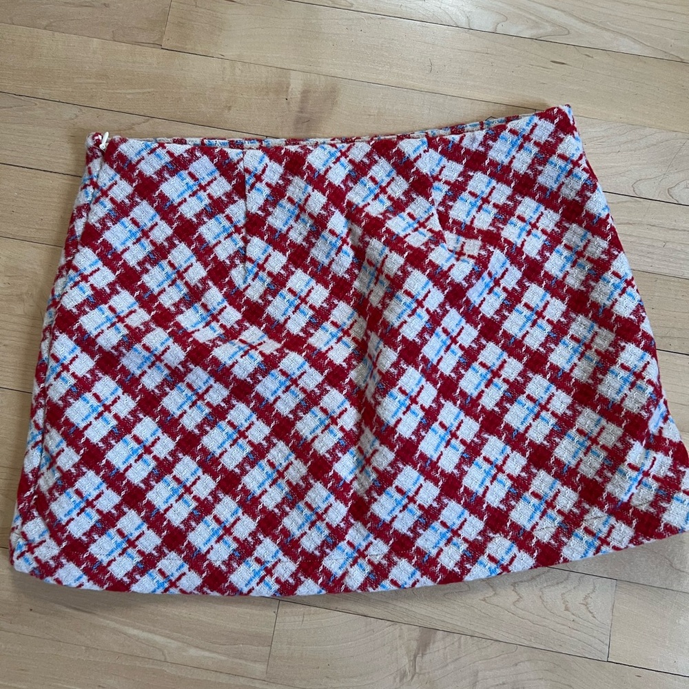 Red and White Plaid Skirt